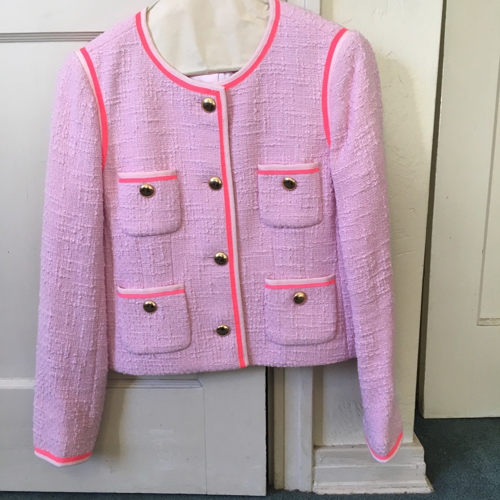 J.Crew “Amanda” pink tweed jacket